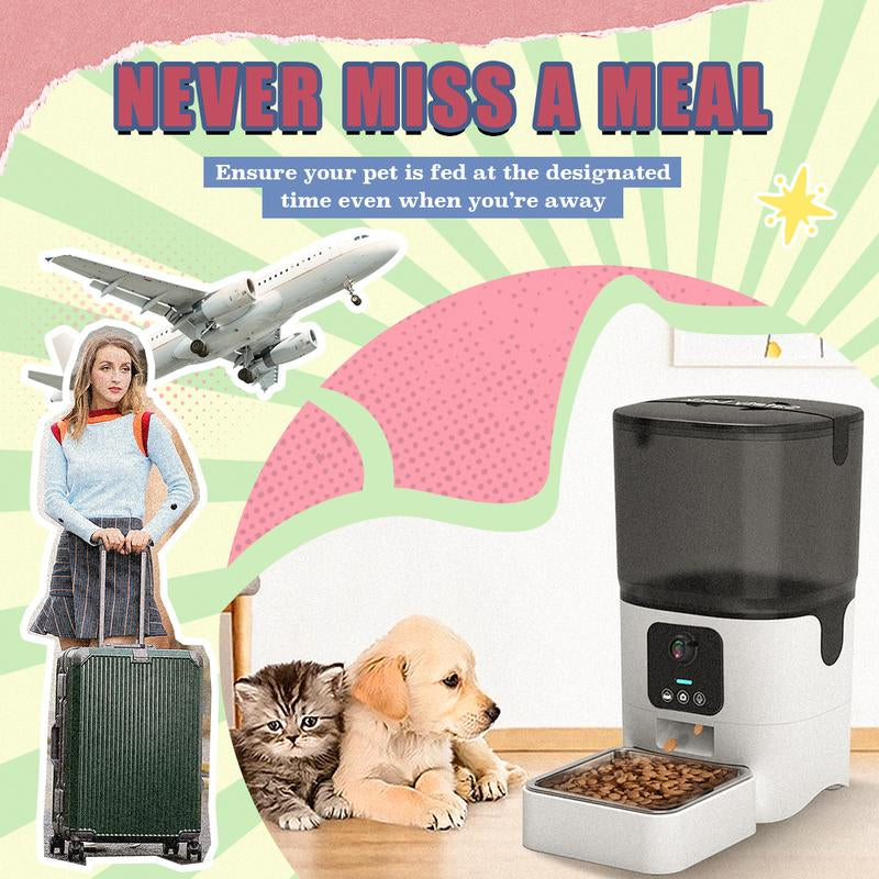 Automatic Cat Feeder , Networked Automatic Pet Feeder with Freshness Function, 6L Timed Cat Feeder with Low Food Sensor, Pet Supplies Automatic Pet