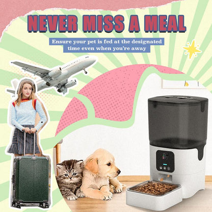 Automatic Cat Feeder , Networked Automatic Pet Feeder with Freshness Function, 6L Timed Cat Feeder with Low Food Sensor, Pet Supplies Automatic Pet