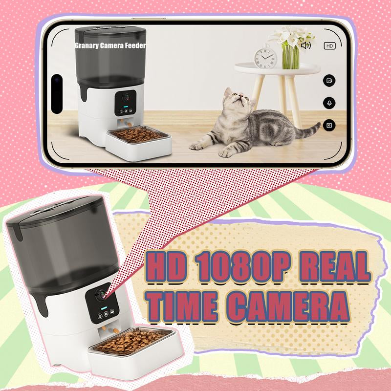 Automatic Cat Feeder , Networked Automatic Pet Feeder with Freshness Function, 6L Timed Cat Feeder with Low Food Sensor, Pet Supplies Automatic Pet