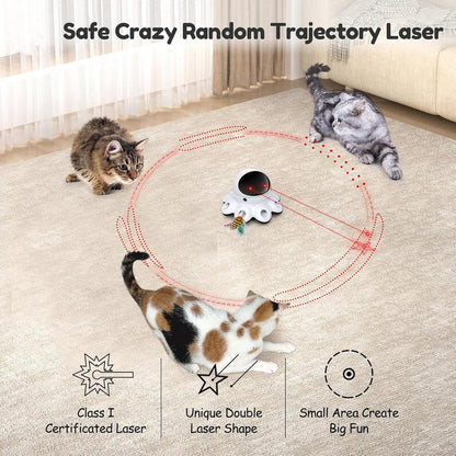 Cat Laser Toy, 2-In-1 Interactive Cat Toys for Indoor Cats, Automatic Laser Pointer Cat Toy, 8 Holes Mice Whack a Mole Moving Feather, USB Rechargeable Electronic Kitten Toys for All Breeds