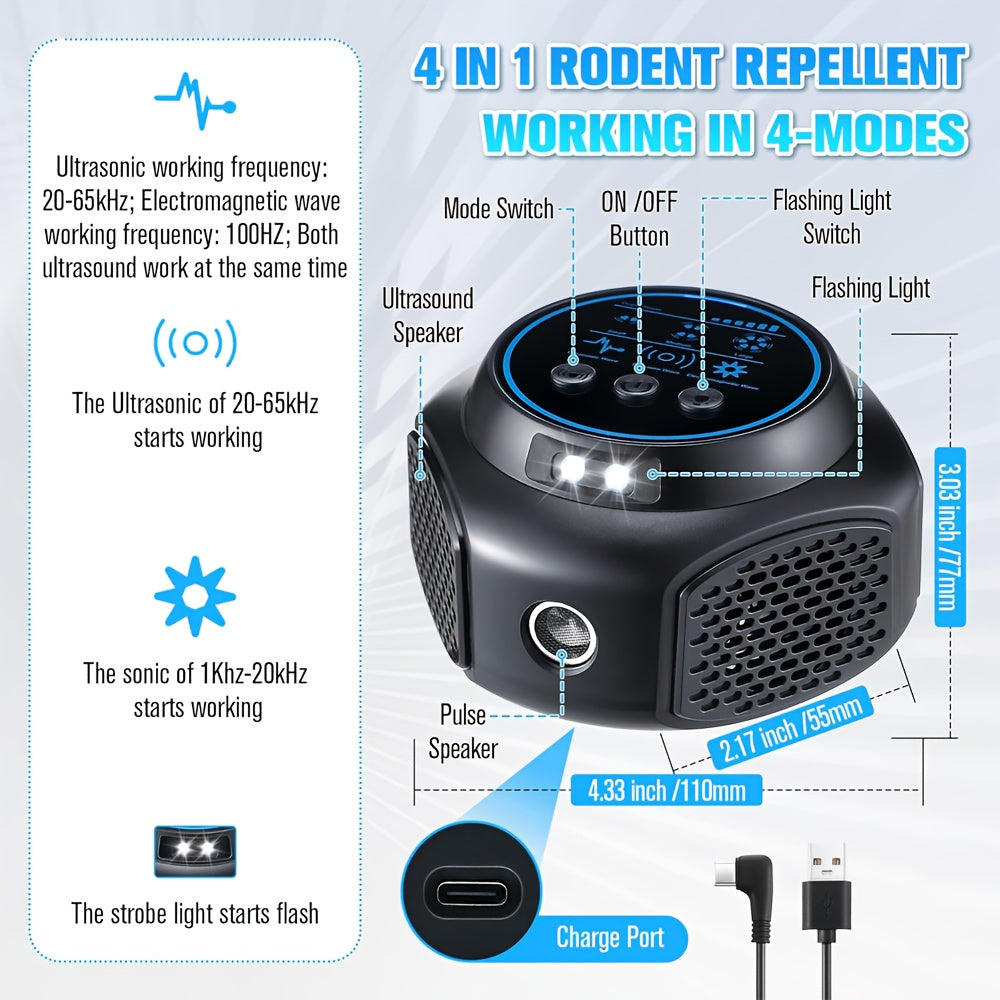 Soundwave Indoor Mouse Repeller with LED Light-2
