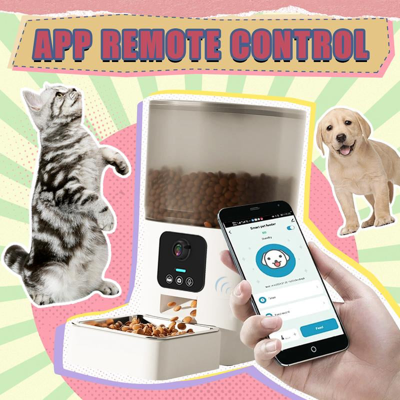 Automatic Cat Feeder , Networked Automatic Pet Feeder with Freshness Function, 6L Timed Cat Feeder with Low Food Sensor, Pet Supplies Automatic Pet