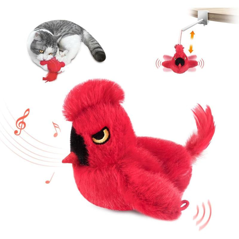 Interactive Lifelike Robin Cat Toy with Catnip and Feathers, Automatic Chirping and Rechargeable for Indoor Cats, Blue