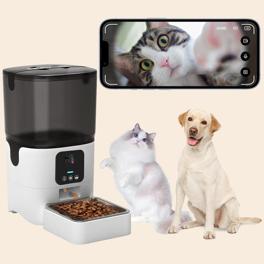 Automatic Cat Feeder , Networked Automatic Pet Feeder with Freshness Function, 6L Timed Cat Feeder with Low Food Sensor, Pet Supplies Automatic Pet