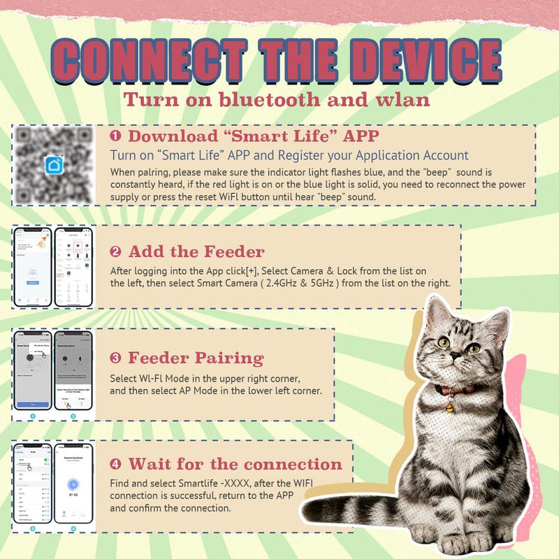 Automatic Cat Feeder , Networked Automatic Pet Feeder with Freshness Function, 6L Timed Cat Feeder with Low Food Sensor, Pet Supplies Automatic Pet