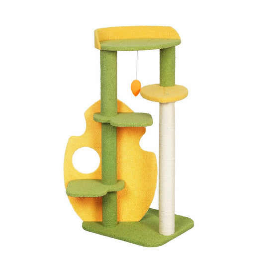 Small Avocado Cat Multi-Level Condo Scratching Post-0