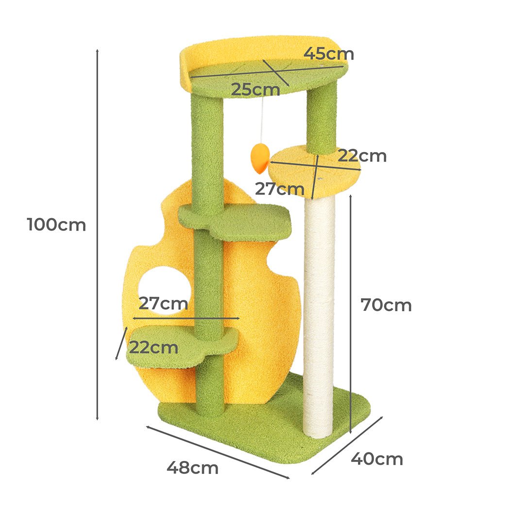 Small Avocado Cat Multi-Level Condo Scratching Post-2