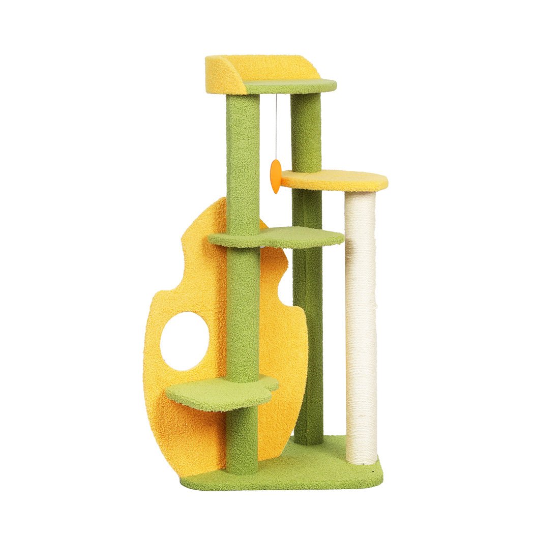 Small Avocado Cat Multi-Level Condo Scratching Post-1